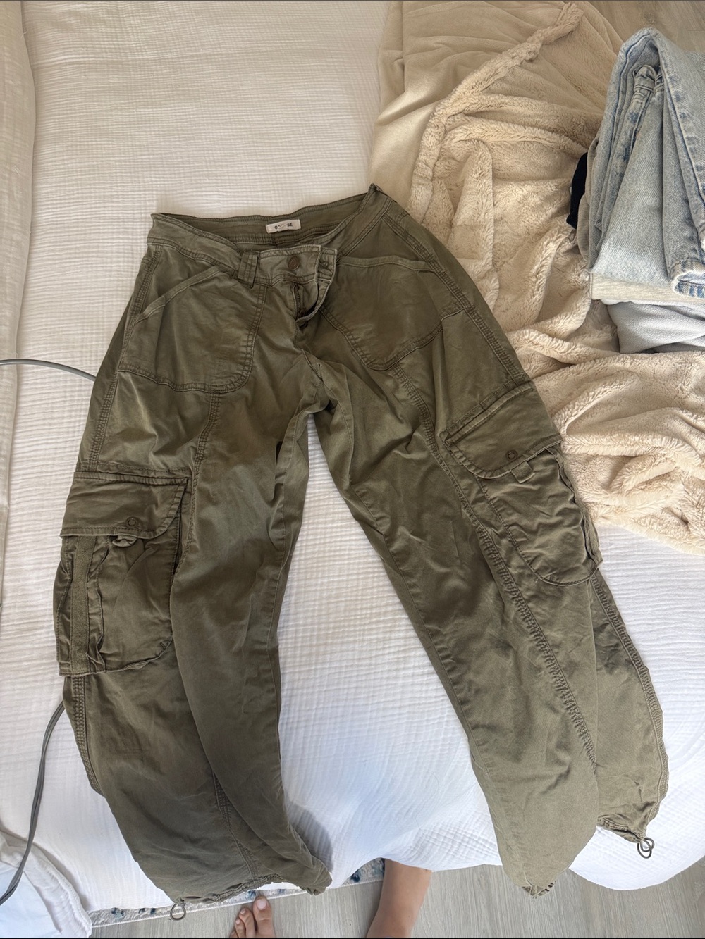 Men's Olive Green Cargo Pants - Unbranded